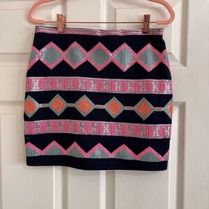 Blue Rain Pink and Blue Sequin Knit Mini Skirt sz M